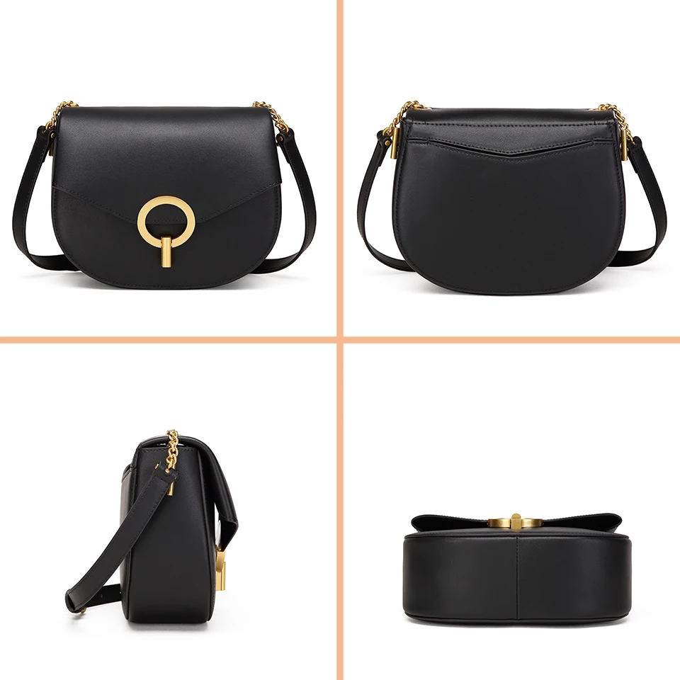 Сумка-мессенджер NEVEROUT женская из мягкой кожи с металлическим круглым замком |