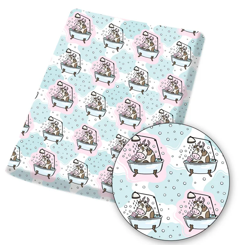 Полиэфир хлопчатобумажной ткани сидя корова верхом из с принтом в виде листа для