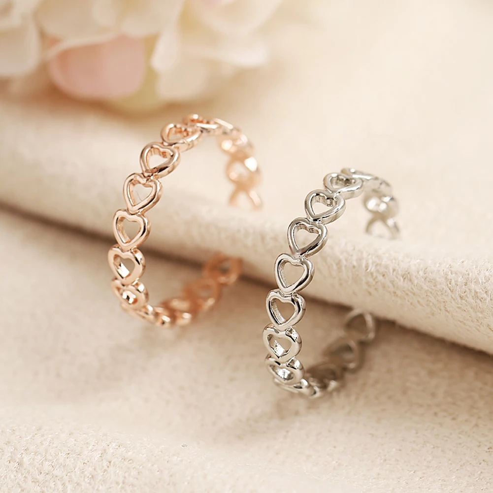 

Cor de prata oco-para fora do forma anel aberto design bonito moda amor para as mulheres jovem menina presentes da