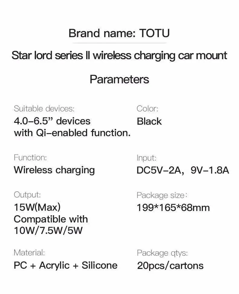 TOTU Автомобильный держатель для телефона, Беспроводная зарядка для iphone, samsung, автомобильный держатель, подставка для huawei, Xiaomi, держатель для мобильного телефона