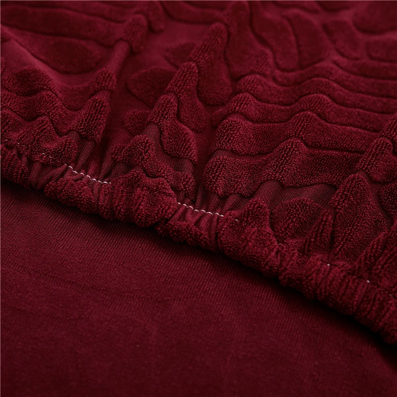 Жаккардовый плюшевый тканевый винно-красный чехол для дивана в гостиную