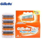 Электрические бритвенные лезвия, оригинальные бритвенные лезвия Gillette Fusion Power, кассета для бритья, брендовая Бритва для мужчин, бритва для бороды, 4 бритвы