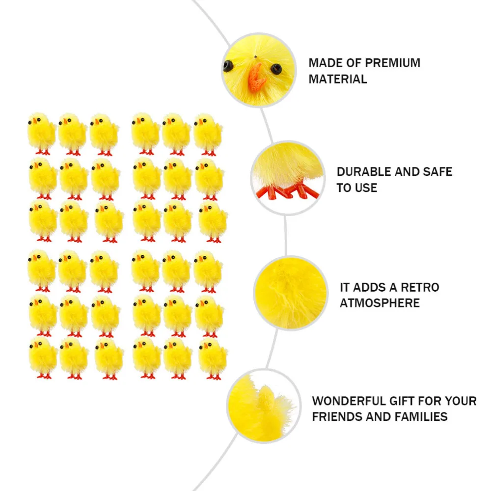 

60pcs Simulated Chicken Cartoon Chicken Easter Decorations Party Supplies
