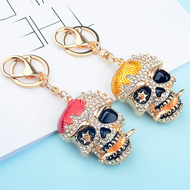 Женский брелок в виде черепа бриллиантовый для автомобиля модные ювелирные