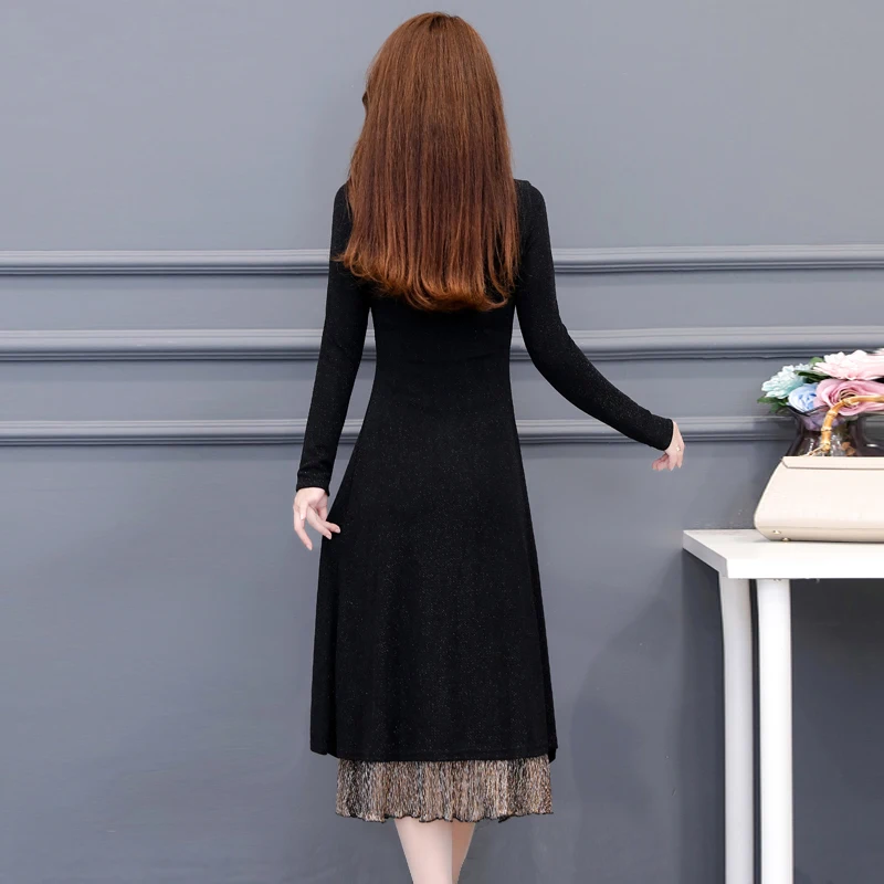 

2020 Spring And Autumn New Style Large Size Dress Western Style Lady plus Velvet Dress Autumn And Winter Elegant Base Long