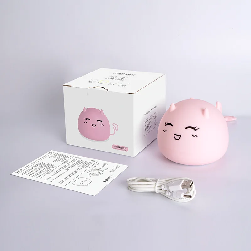 USB маленький Дьявол Силиконовый светильник мультфильм теплое сердце милый воздушный контроль patted красочный, крутой ночник