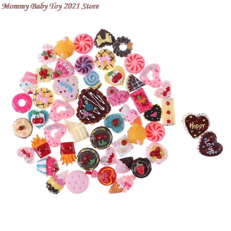 

10Pcs Colorful Cute Mini Play Toy Fruit Food Cake Candy Fruit Biscuit Donuts Miniature For Dolls Accessories Kitchen Play Toys