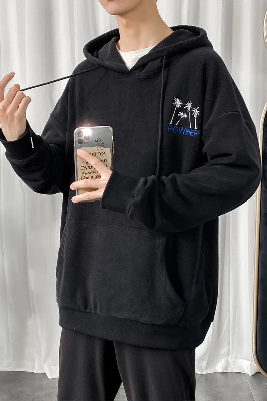 

2020 Autumn and Winter Fashion Thick Hoodie Embroidery Haraijuku Sweatshirts Vintage Korean Plus Size Hoodies Couple Clothes