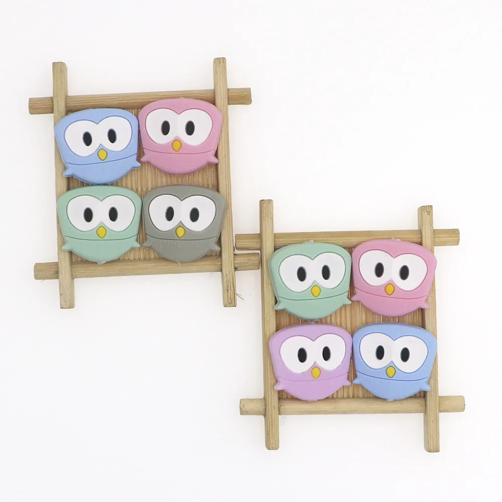 

10 шт., силиконовые бусины в виде совы для прорезывания зубов