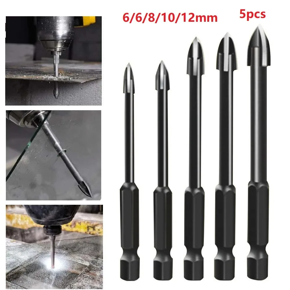 

5Pcs Efficient Universal Drilling Tool Cemented Carbide Drill Bit Ceramic Brick Wall Hole Opening Power Tools Accessories