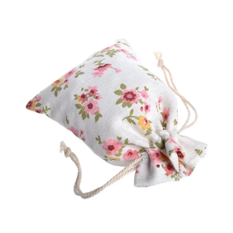 

Rose Flower Linen Gift Bag 10x14cm pack of 50 Baby Shower Birthday Party Wedding Favor Holder