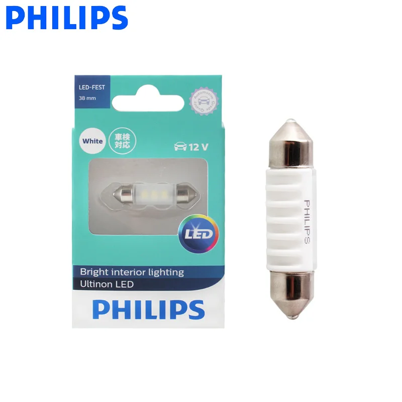 Philips LED Fest Festoon 38mm Ultinon 6000K Cool Blue White Light Bright Interior Car Reading 11854ULW X1 | Автомобили и