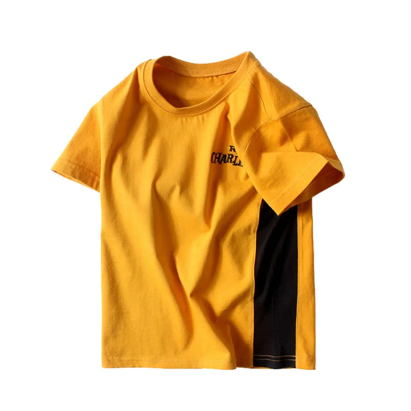 

4-12 Age boys girls clothes summer sweatshirt T-shirt cotton cartoon letter printing short-sleeved Korean quality child clothing
