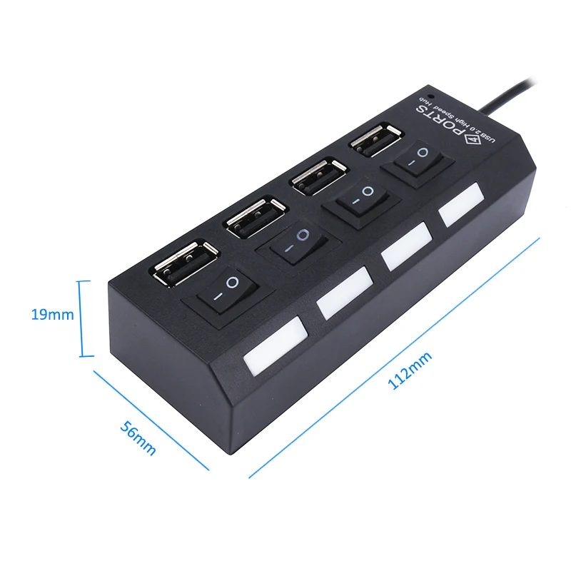 

1pc Usb Hub 2.0 High Speed 4 Usb Port Splitter Adapter On/Off Switch 480 Mbps Hab for PC / Laptop / Mouse Receiver