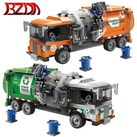 xingbao city sanitation garbage truck car vehicle building blocks cleaning car model assemble bricks toy for kids christmas gift