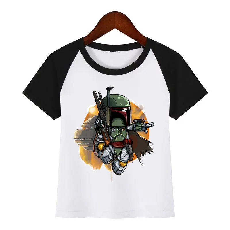 Детская Новая модная футболка с принтом «Boba Fett» и «Звездные войны» Детская забавная одежда для малышей Детская летняя футболка - Цвет: K213B