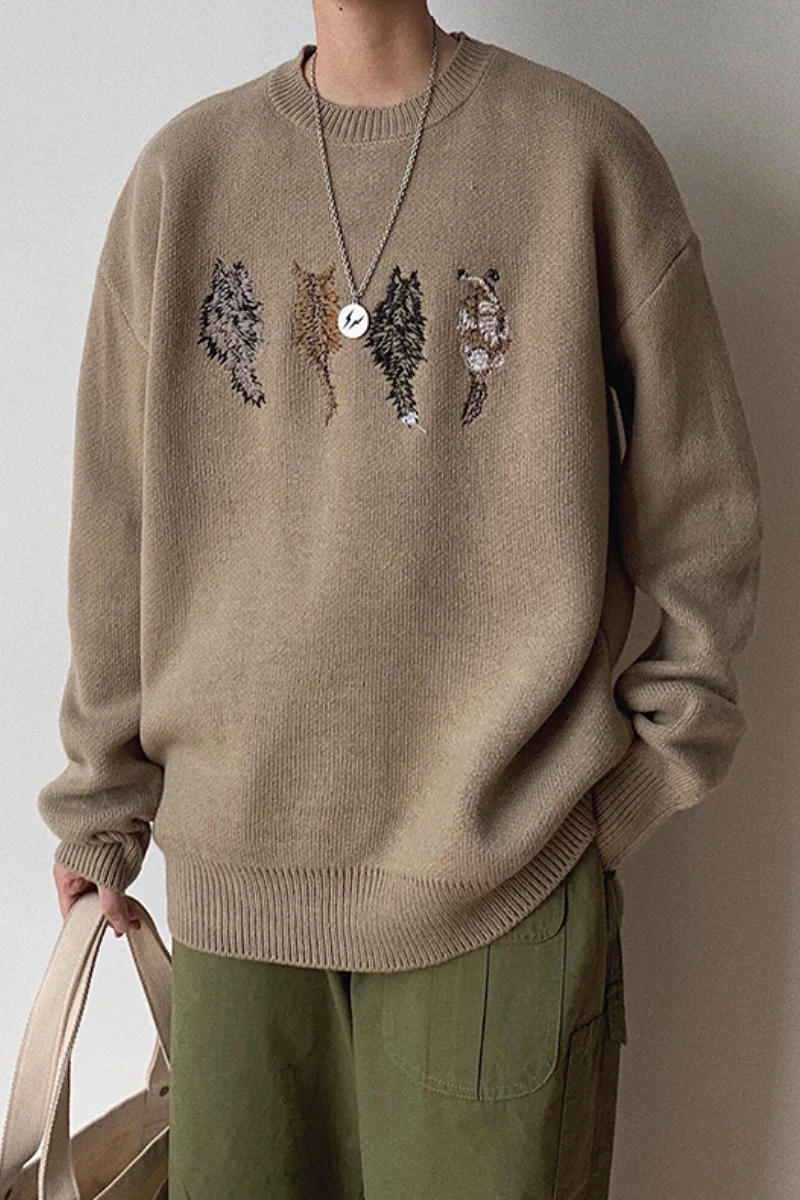 2019 весна и осень Новый японский сплошной цвет круглый вырез снизу набор вышитый