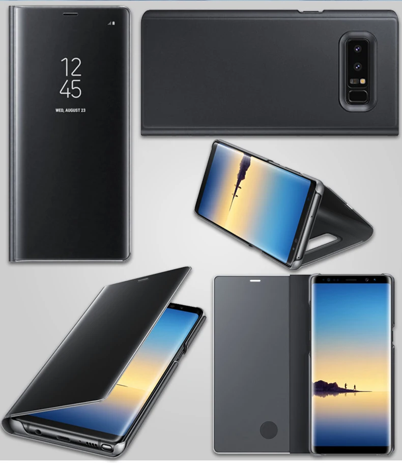 Lamorniea умный зеркальный чехол с чипом для samsung Galaxy Note 9 8 5 Флип кожаный чехол для samsung S8 S9 Plus S7 S6 Edge Plus