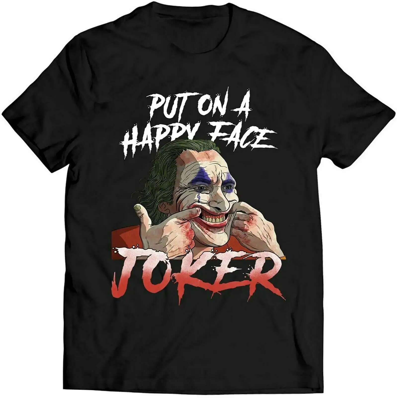 Joker, футболка с рисунком Феникса Joaquin, футболка с надписью «Happy Face», футболка с принтом «Joker Lovers», Мужская футболка