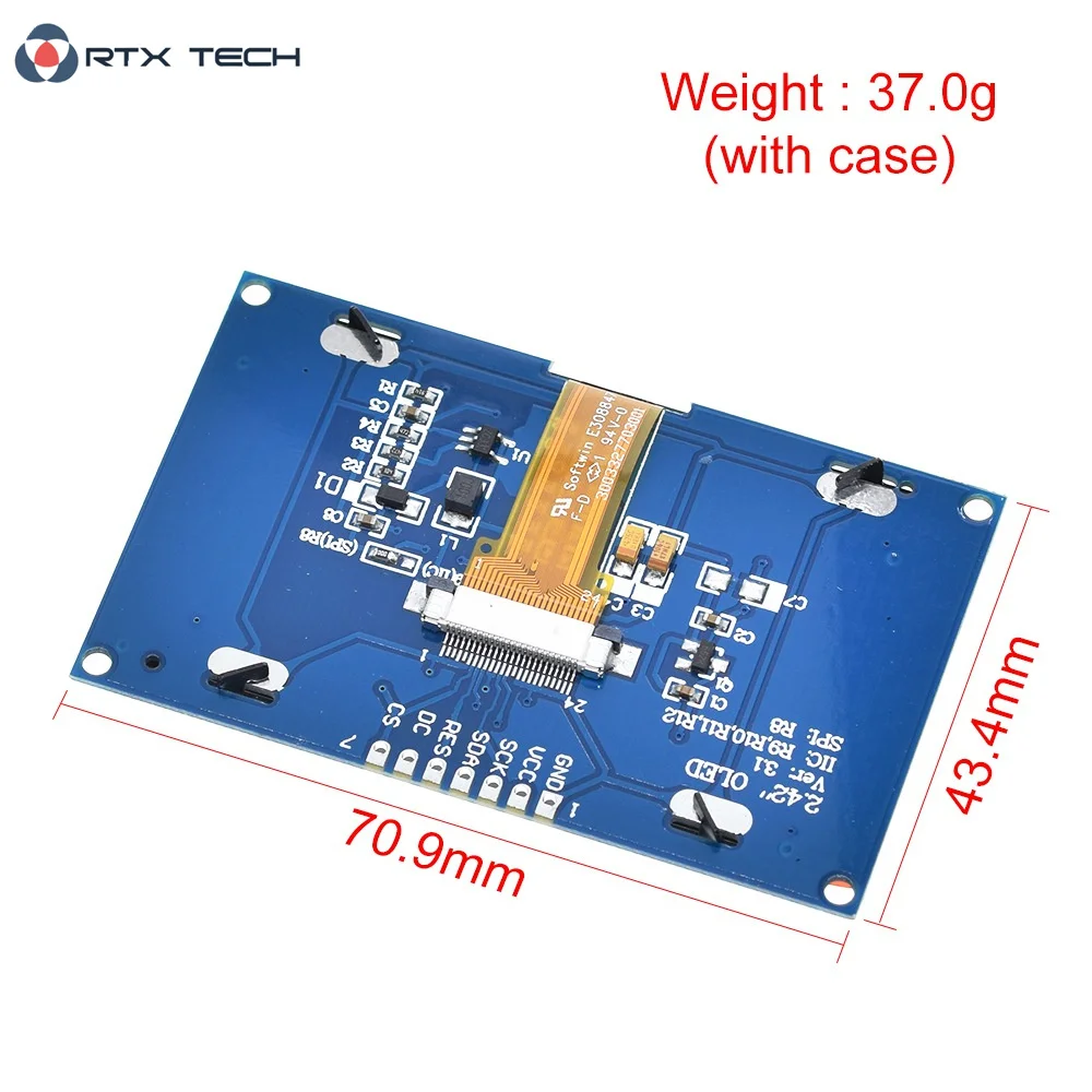 Модуль ЖК дисплея OLED 2 4 дюйма 42x64 SSD1309 128 7 контактов SPI / IIC I2C последовательный