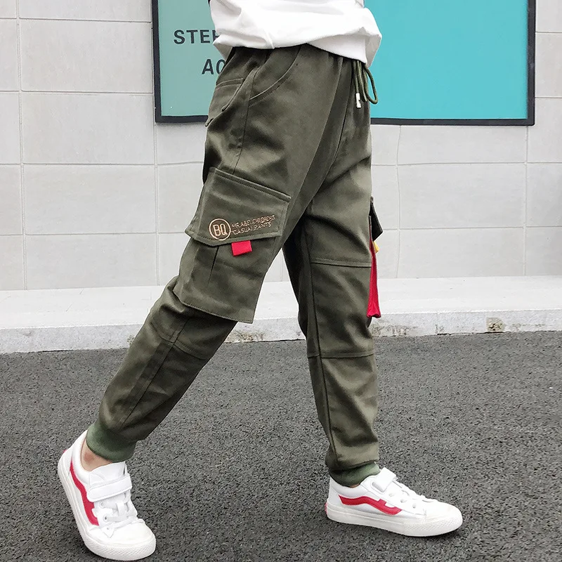 

Подростковые штаны для мальчиков, детские комбинезоны, весна 2020, Новые повседневные штаны для бега для мальчиков, модные хлопковые комбинир...