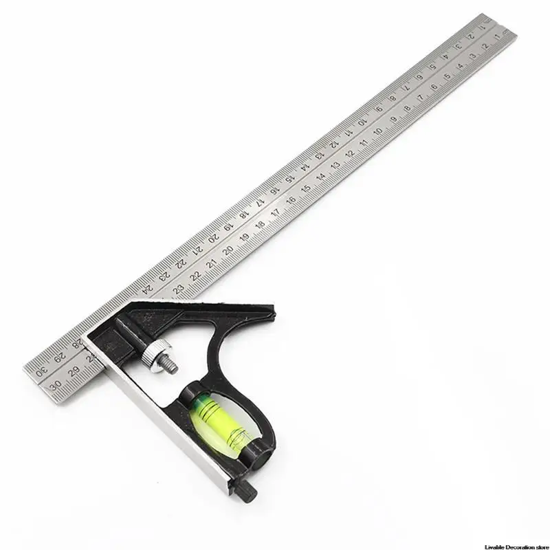 

12inch Adjustable Combination Right Angle Ruler 45 / 90 Degree with Bubble Level