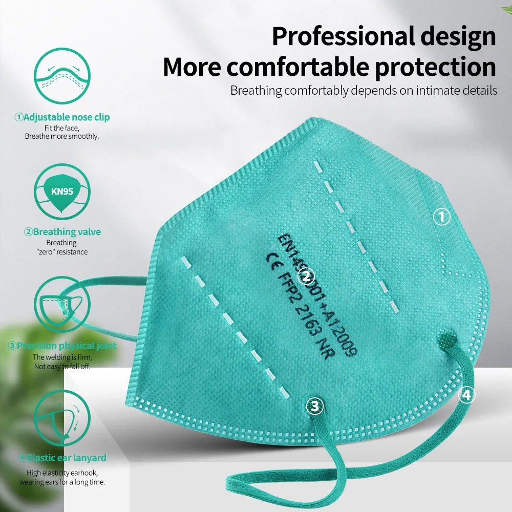 FFP2Mask KN95 Mascarillas CE 5 слоев фильтр против PM2.5 пыли Защитная здравоохранения дышащая 95%