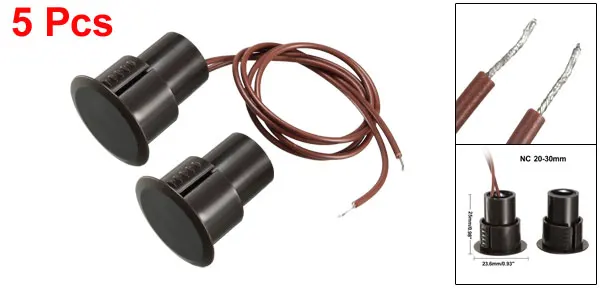 NC Brown 5pcs Uxcell 1-5 шт. RC-36 NC без утопленного проводного охранного окна двери контактный датчик сигнализации магнитное Тростниковое коммутационное оборудование - Цвет: NC Brown 5pcs
