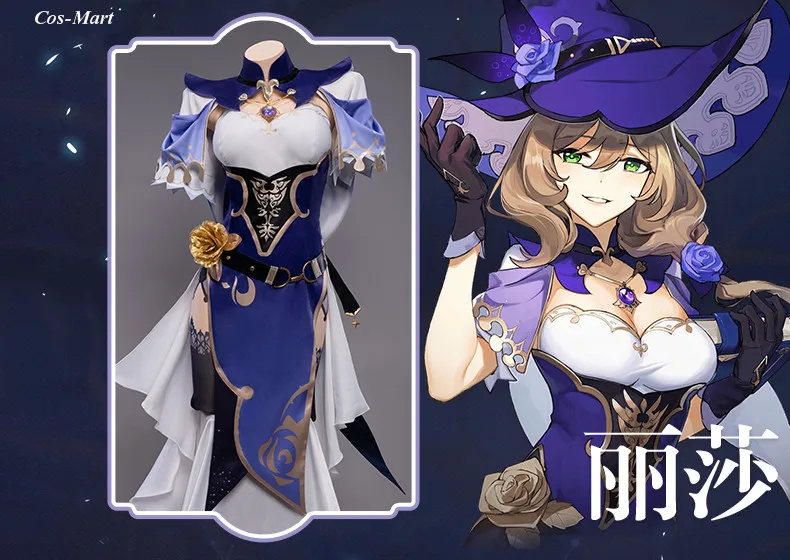 

New Style Game Genshin Impact Lisa Cosplay Costume Magician Combat Uniform Female Halloween Party Role Play Clothing S-XL