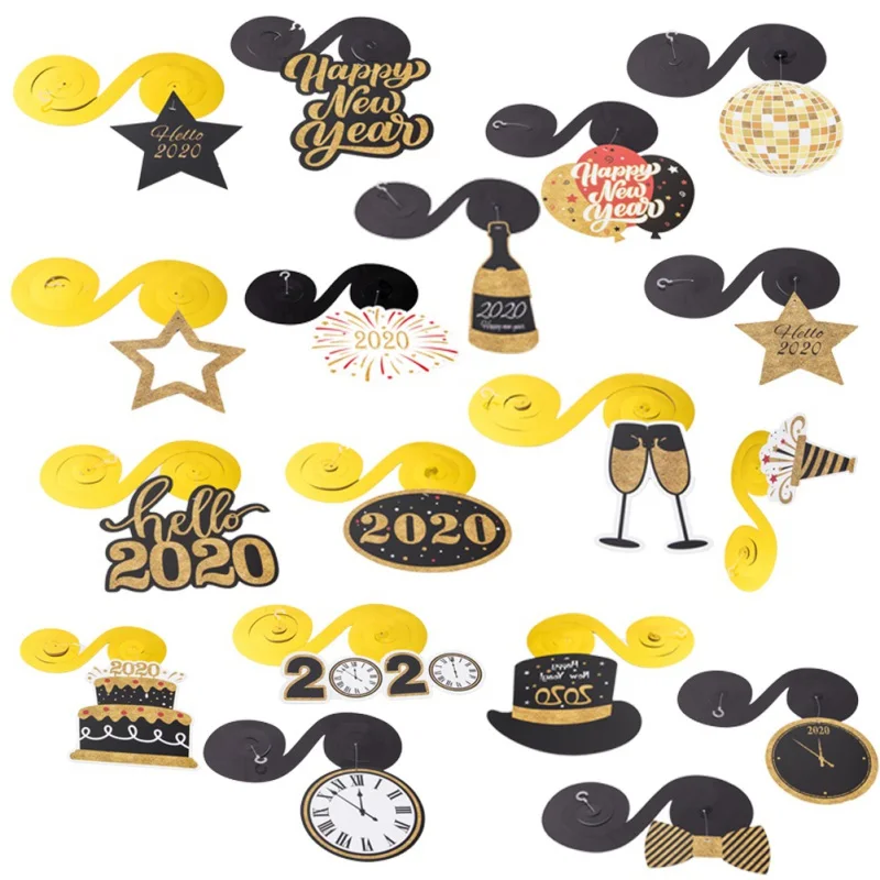 30 шт. подвесные колпаки декоративный комплект черный и золотой с новым год