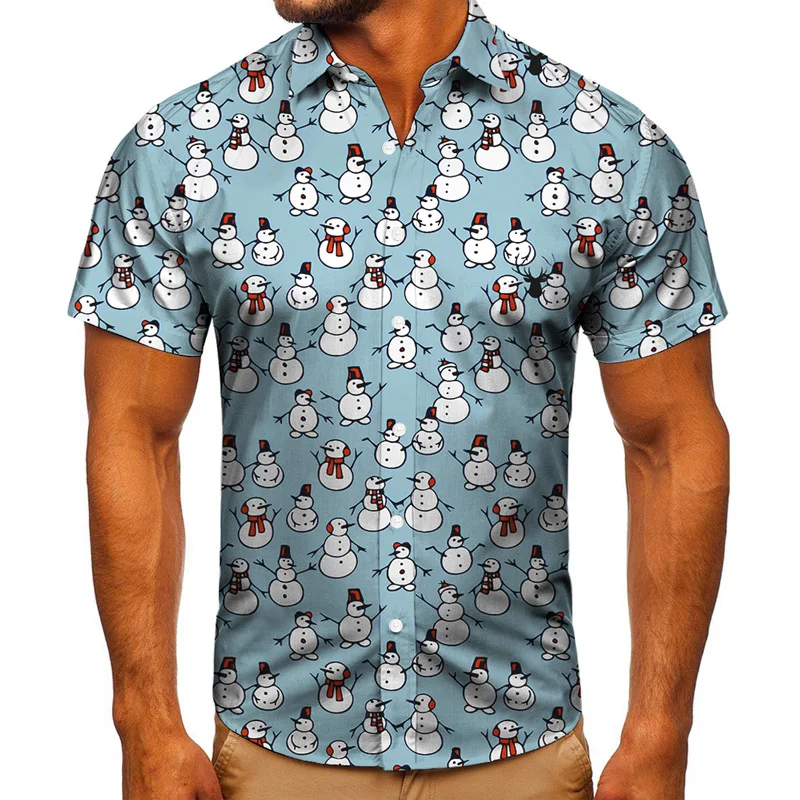 

2021 Summer New 3D Full shop Printed Loose and Breathable Lapel Boy Tops Men's Versatile Large Size Casual Short Sleeve Shirts