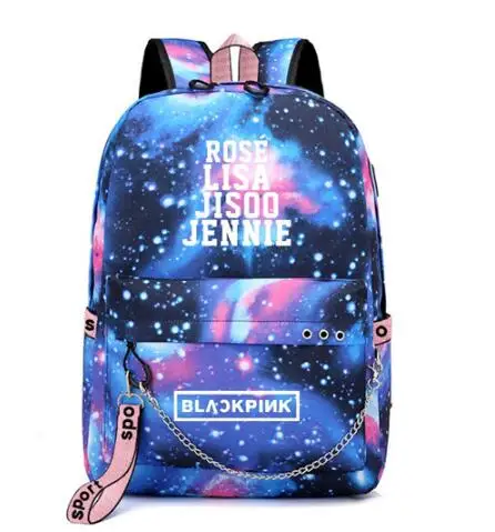 Style 32 Kopo BlackPink Rose Lisa JENNIE USB Рюкзак Школьные сумки черный розовый Mochila дорожные сумки рюкзак на цепочке для ноутбука USB порт для наушников - Цвет: Style 32