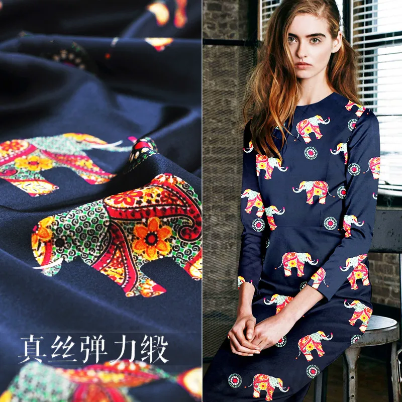 135 см широкая шелковая ткань сатин-стрейч МЕТР 19 мм цифровой струйный Шелковый