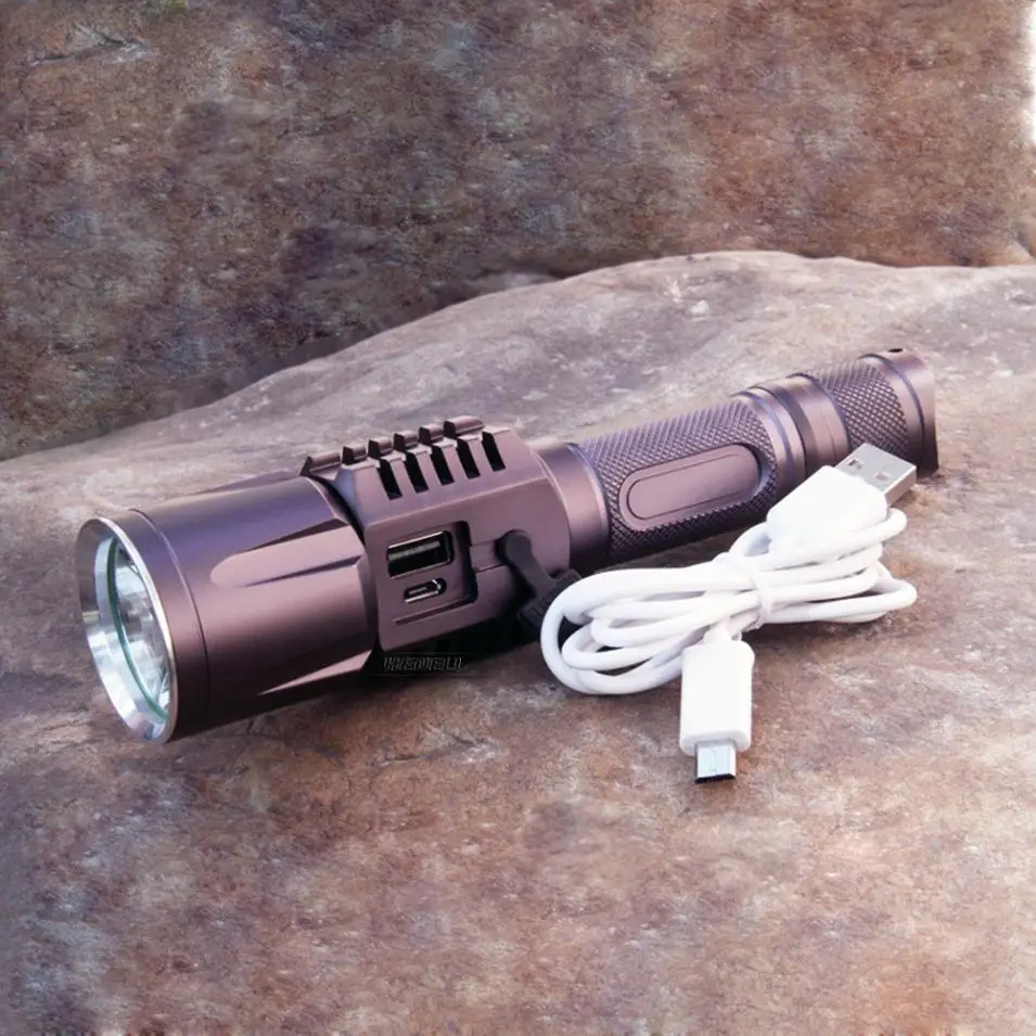 

3800LM XM-L2 T6 LED Flashlight Brightness LED USB Charge 5 Modes Mobile Power Bank Intelligent Flashlight
