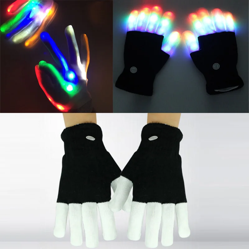 

1pair Kid Adult LED Flashing Magic Glove Glow In The Dark Toys Light Up Finger Tip Lighting Toys for Children Novelty Party Toys