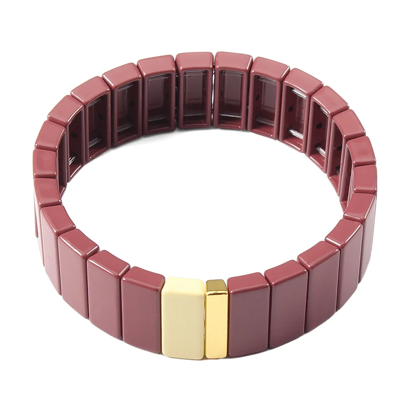 Квадратная эмалированная плитка браслеты для женщин богемный Штабелируемый