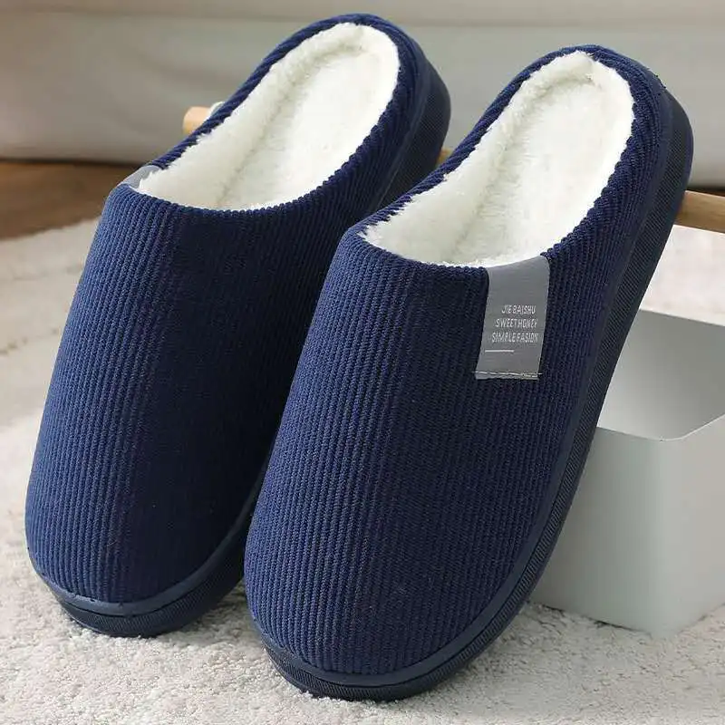 

Winter House Slippers Women and Men Cotton Warm Home Slippers Non-slip Soft Thick Bottom Couple Slipper Male Causal Flat Shoes