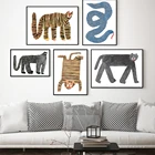 Абстрактная мультяшная картина лев тигр леопард слон настенная Картина на холсте скандинавский постер и печать настенные картины декор для детской комнаты