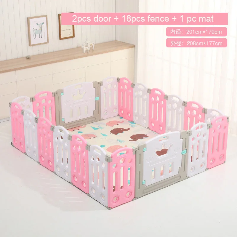 Pink Total 20pcs Супер Роскошный детский манеж с бесплатным ковриком, детский манеж для детей, детская игровая площадка для помещений, детский шариковый манеж для игры в бассейн - Цвет: Pink Total 20pcs