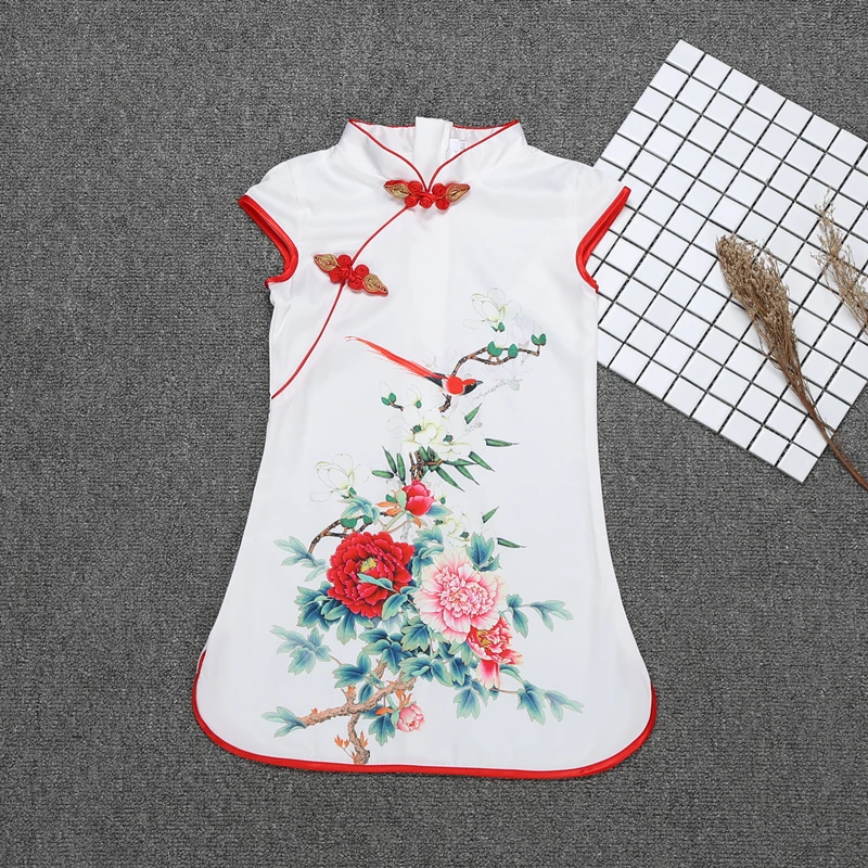 Летний Лидер продаж Китайское платье с принтом Девочка расположение цветок