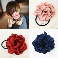 korean burnt edge petal leaves cloth yarn elastic hair bands flower hair tie rope headbands for women girls jewelry accessories