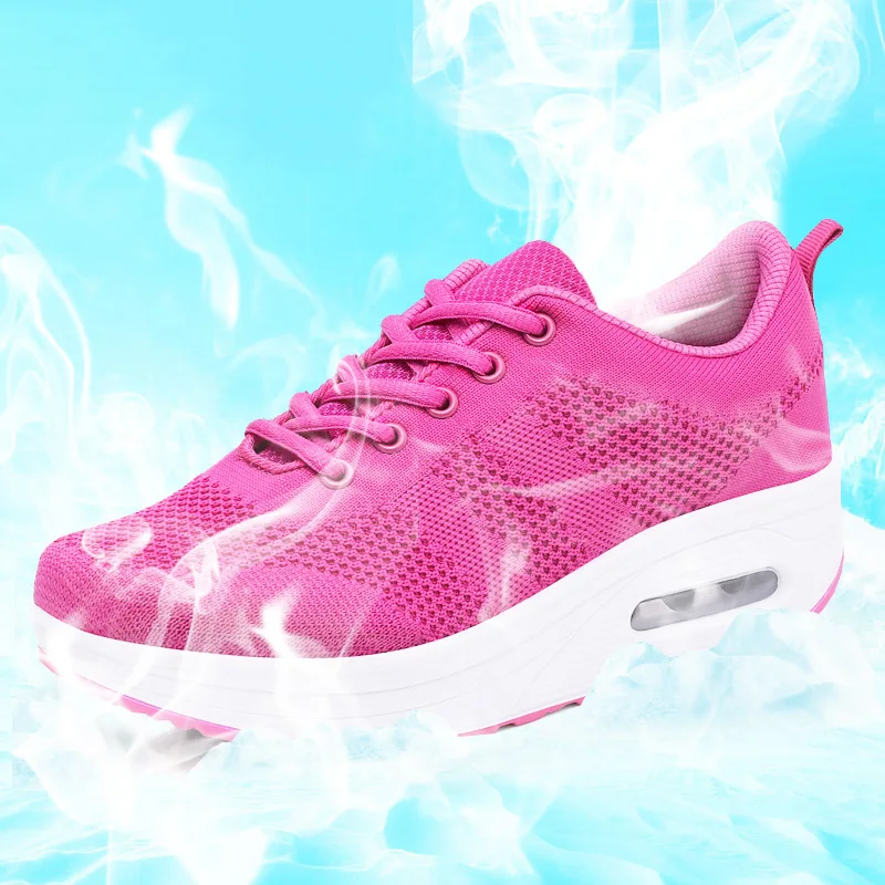 

Spring and Summer New Style Knitted Mesh Breathable Sports Casual Shoes Increased Thick-soled Women's Shoes Air Cushion Shoes
