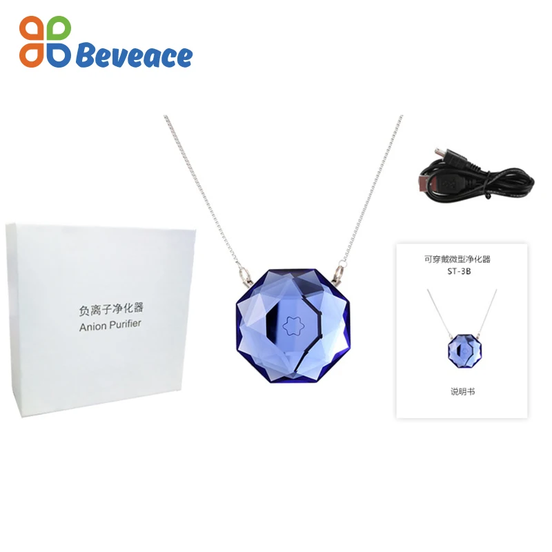 

Diamond Crystal Shell Portable Necklace Neck Hanging with Negative Ion Air Freshener-No Radiation Purifier for Adults Kids