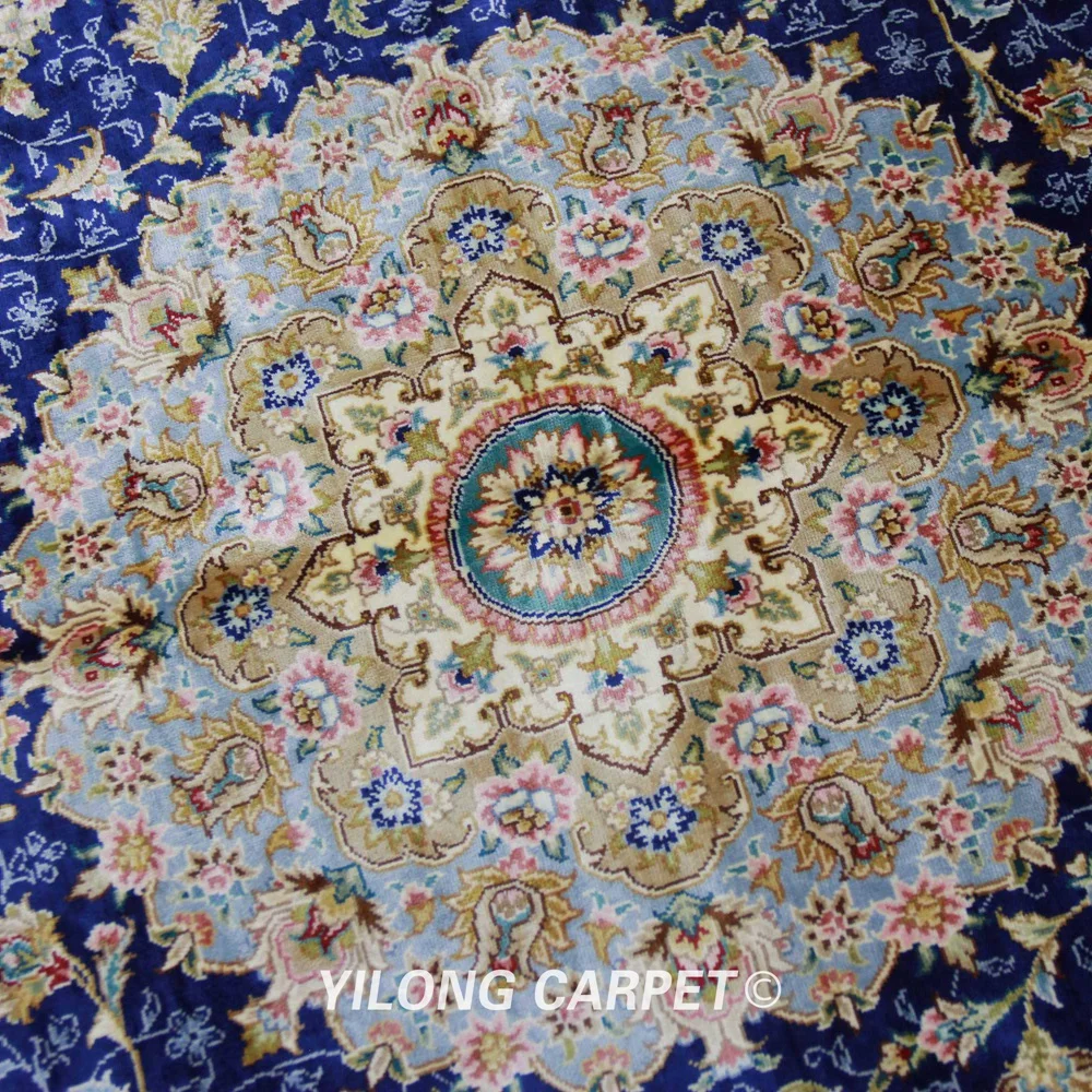 Yilong 4'x6' Traditional tabriz carpet dark blue vantage cheap oriental rugs (ZQG317A) | Дом и сад