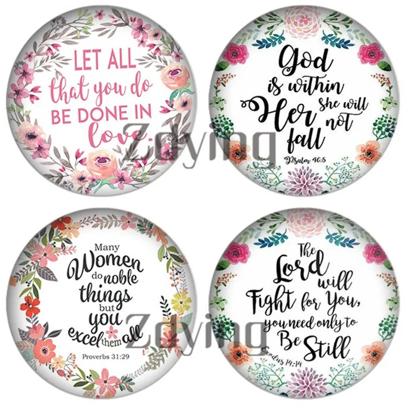 5 шт./лот винтажный Библейский стих круглый стеклянный кабошон с плоским