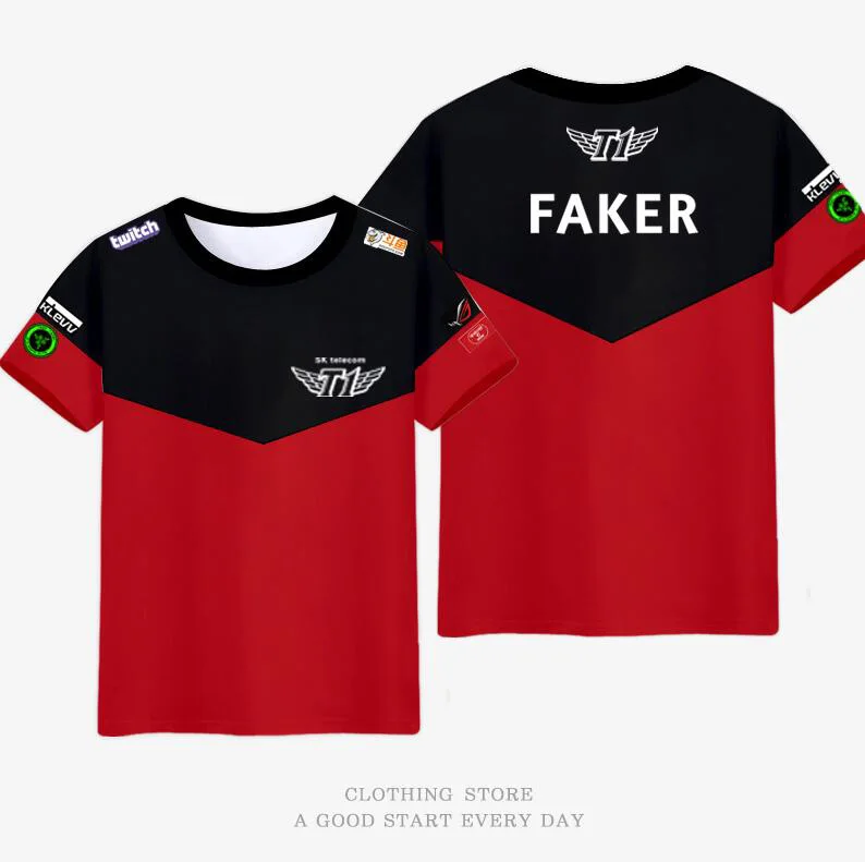 faker Faker bang SKT T1 футболка LCK Весенняя команда чемпионов Джерси SKTT1 Футболка мужская Faker Peanut Bang Wolf SKT1 рубашка игровые футболки - Цвет: faker
