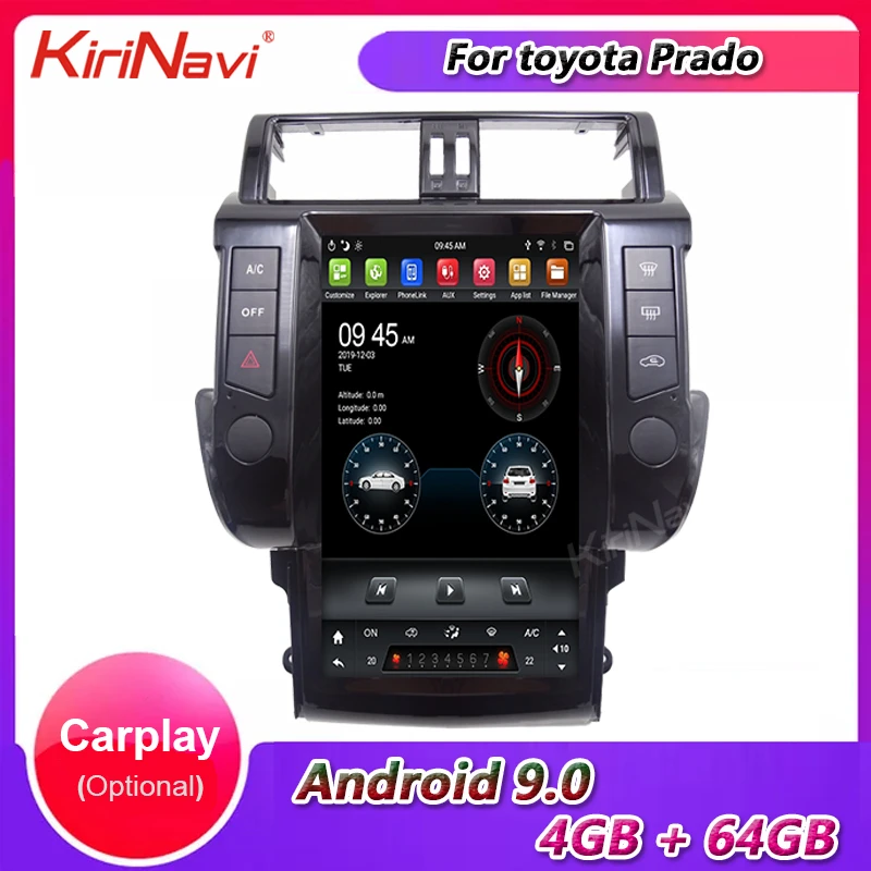 KiriNavi Telsa стиль вертикальный экран 13 6 &quotAndroid 9 0 автомобильное радио для Toyota Prado
