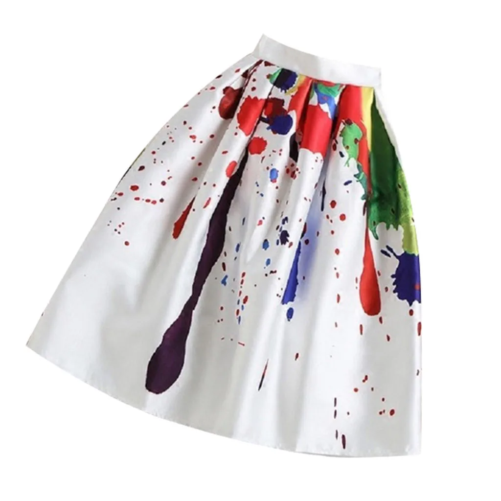 Женская юбка shein винтажная трапециевидная окрашенная с высокой талией принтом