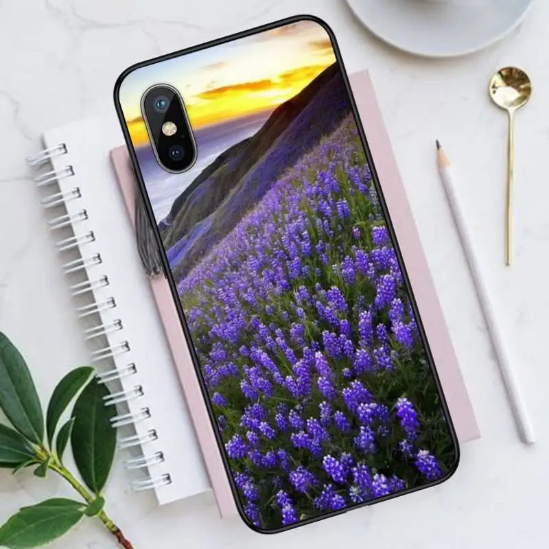 

Romantic simple lavender Purple flowers Phone Case for iPhone 11 12 pro XS MAX 8 7 6 6S Plus X 5S SE 2020 XR Luxury brand shell