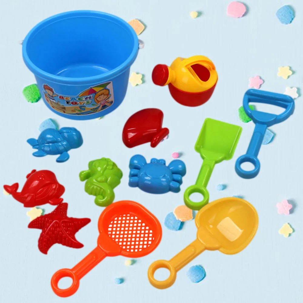 

12pcs Beach Toys Set Play Sand Bucket Shovel Set for Toddlers Kid Children (Mixed Color)
